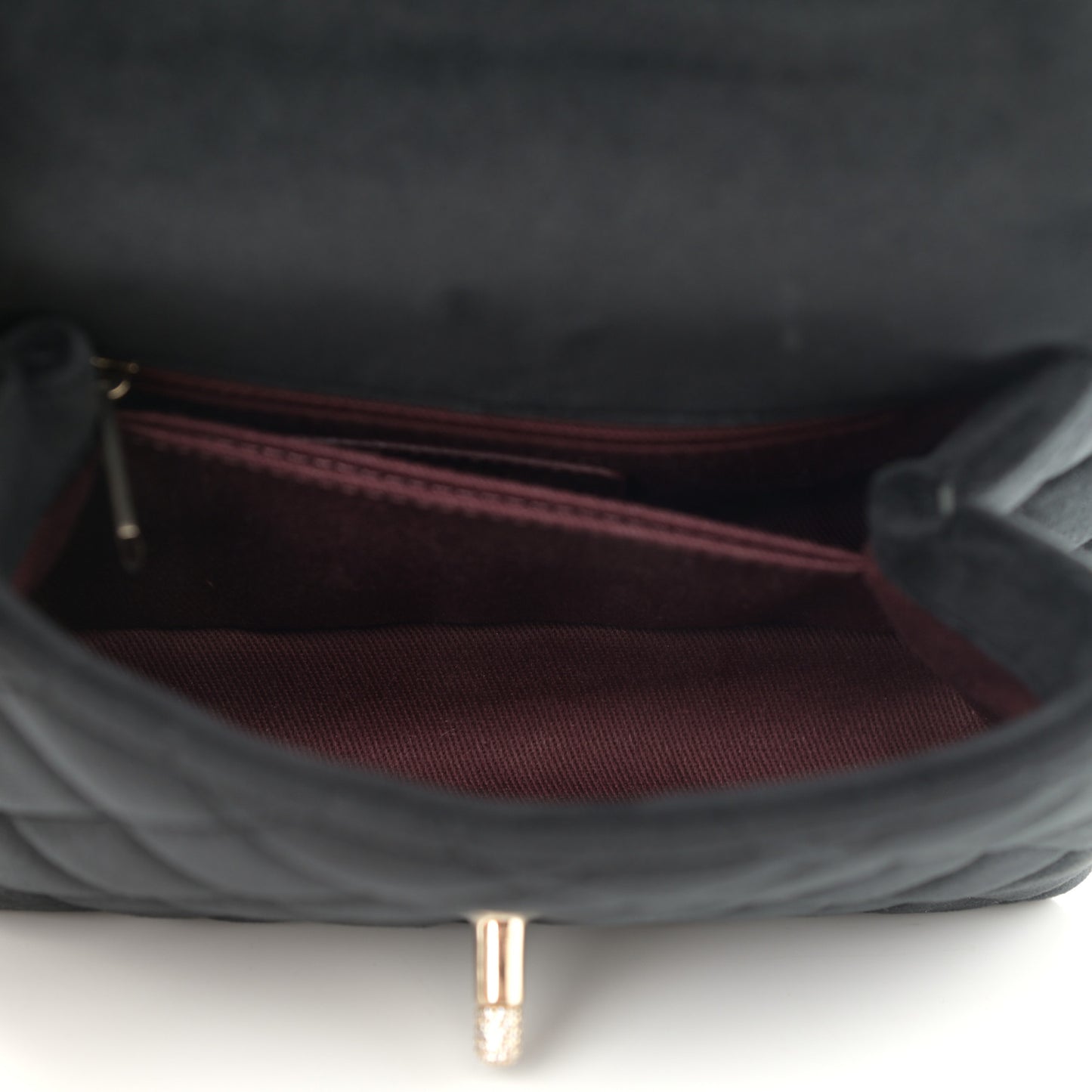 Velvet Crystal Quilted Extra Mini Coco Handle Flap Black