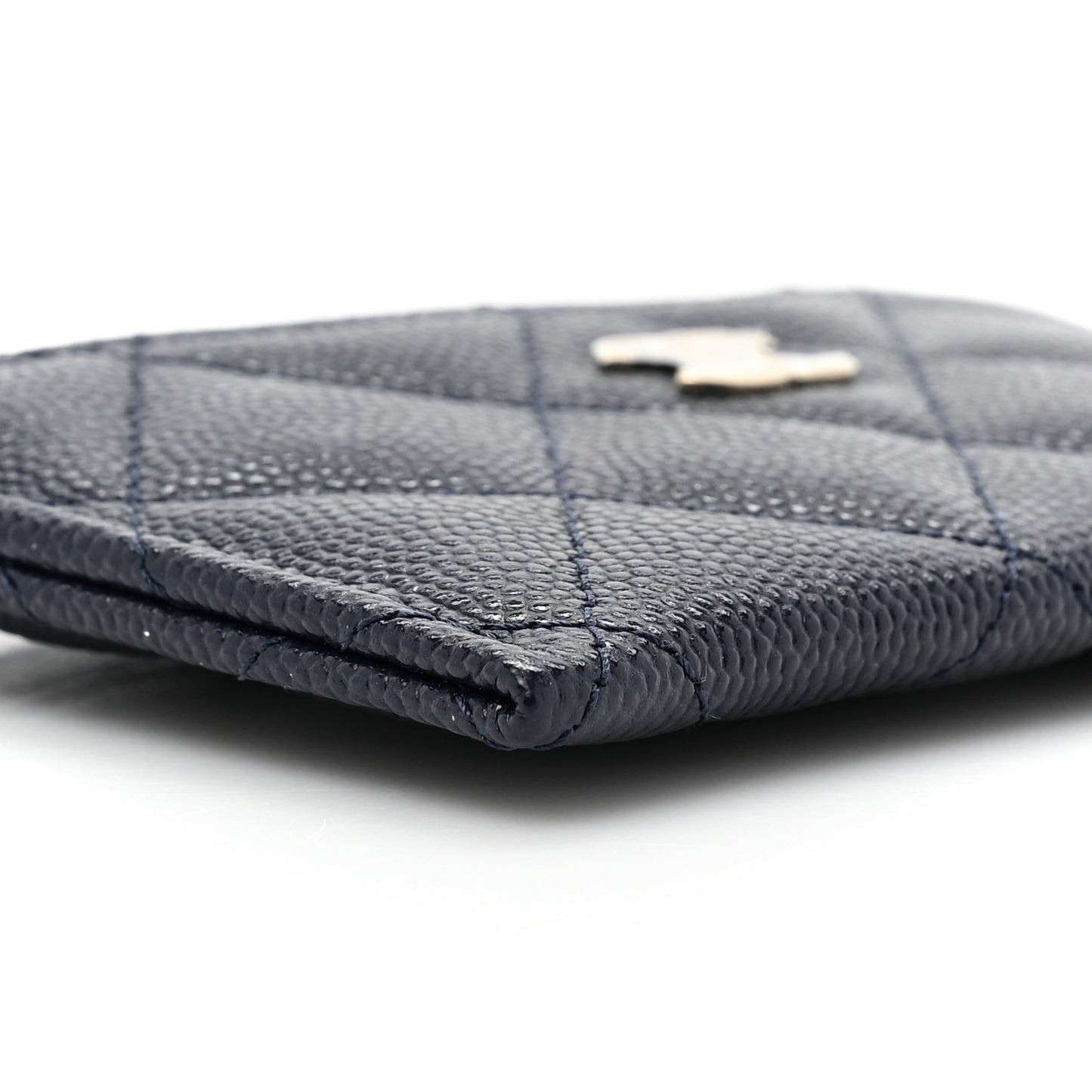 Caviar Quilted Card Holder Dark Blue