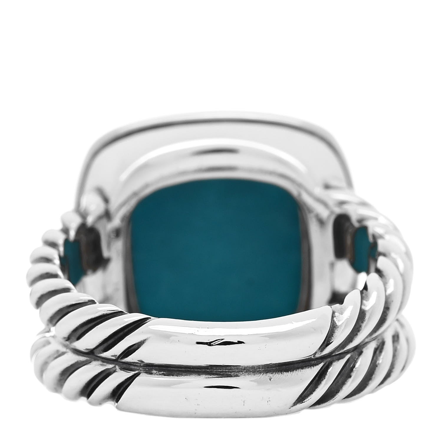 David Yurman Sterling Silver Diamond Turquoise 11mm Albion Ring 52 6 4 of 6