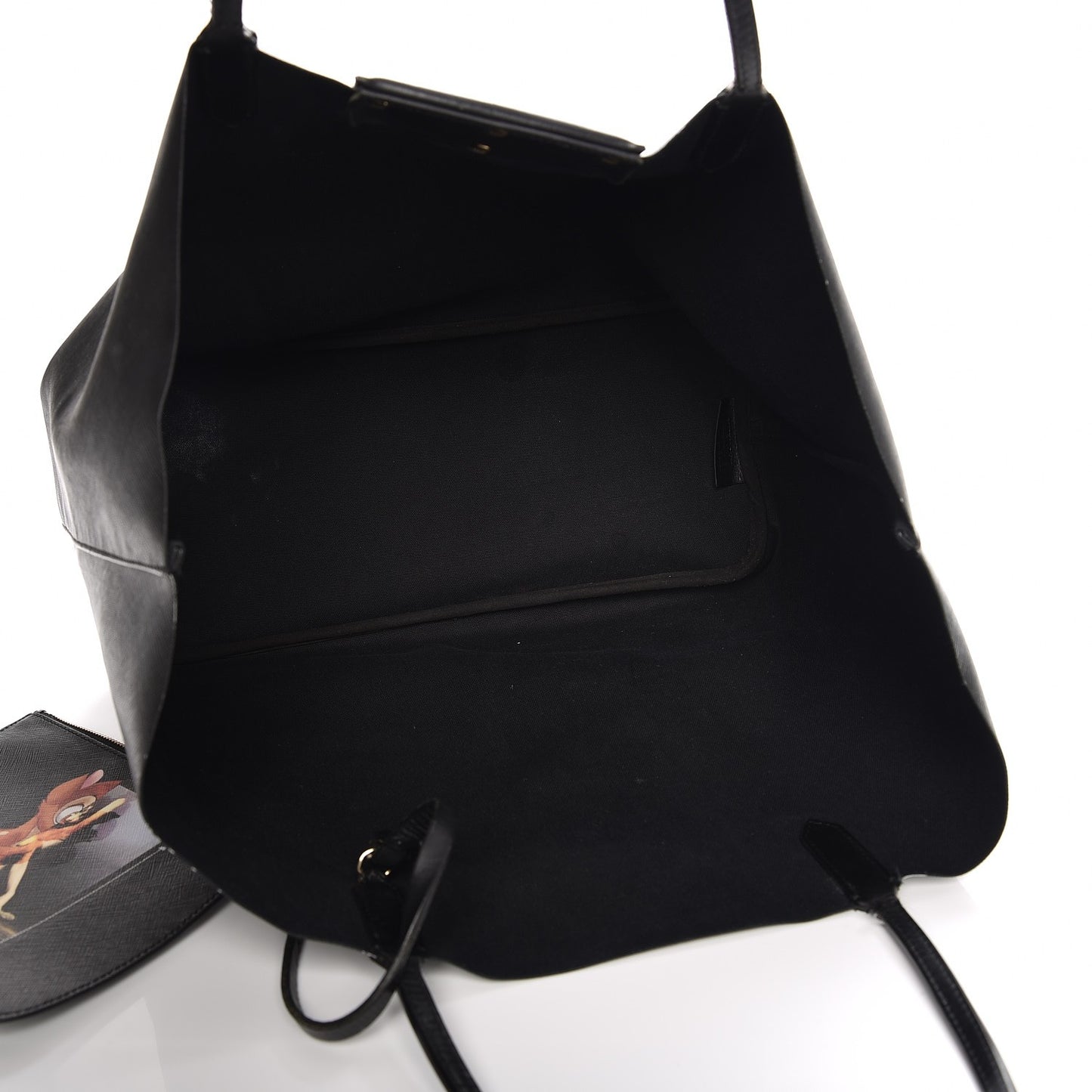 Textured Coated Canvas Bambi Print Large Antigona Tote Black