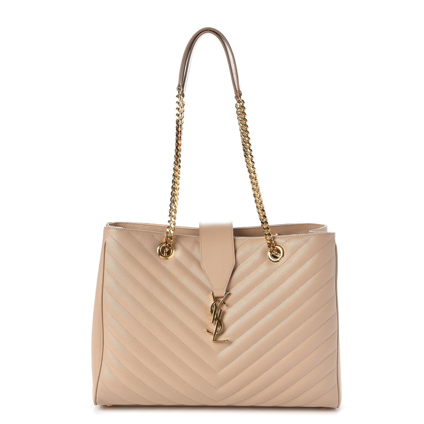 Grain De Poudre Matelasse Chevron Monogram Shopping Bag Nude Powder
