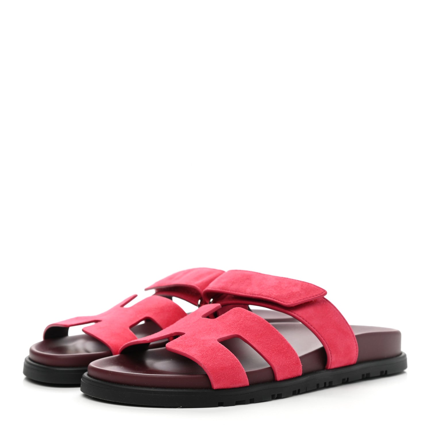 Hermes Suede Goatskin Womens Chypre Sandals 37 Rose Framboise 3 of 9