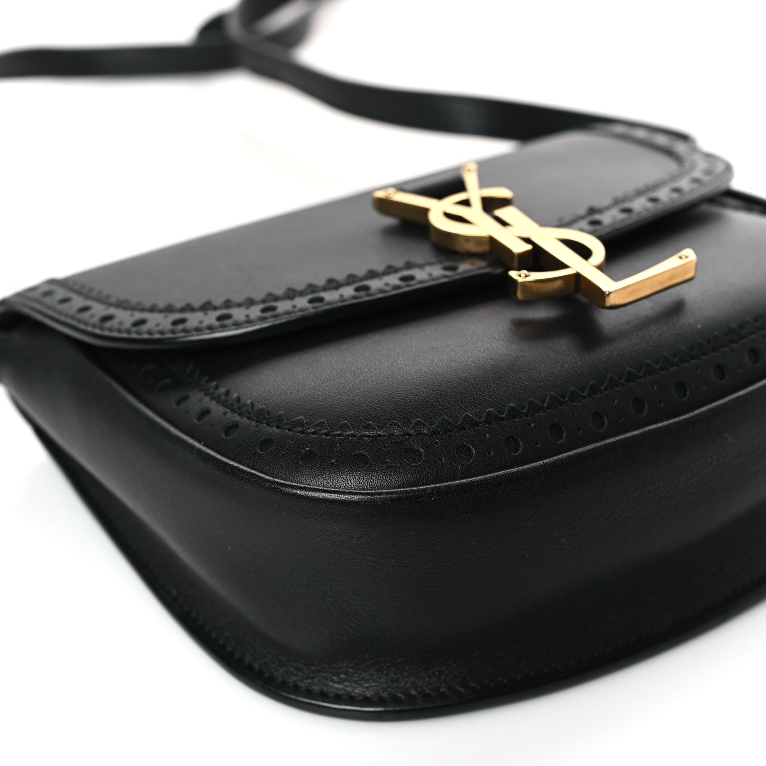 Saint Laurent Smooth Calfskin Perforated Classic Monogram Small Kaia Satchel Black 7 of 8