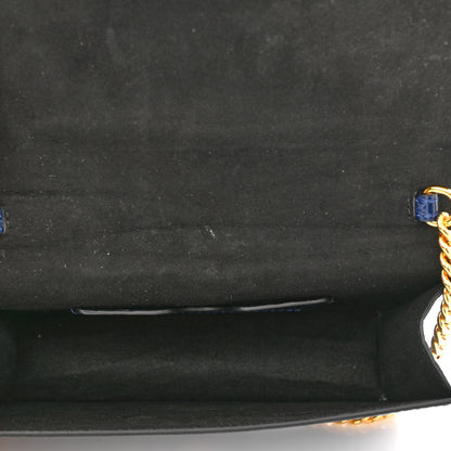 Alexander McQueen Calfskin Crocodile Embossed Skull Mini Crossbody Bag Deep Lapis Blue 5 of 11