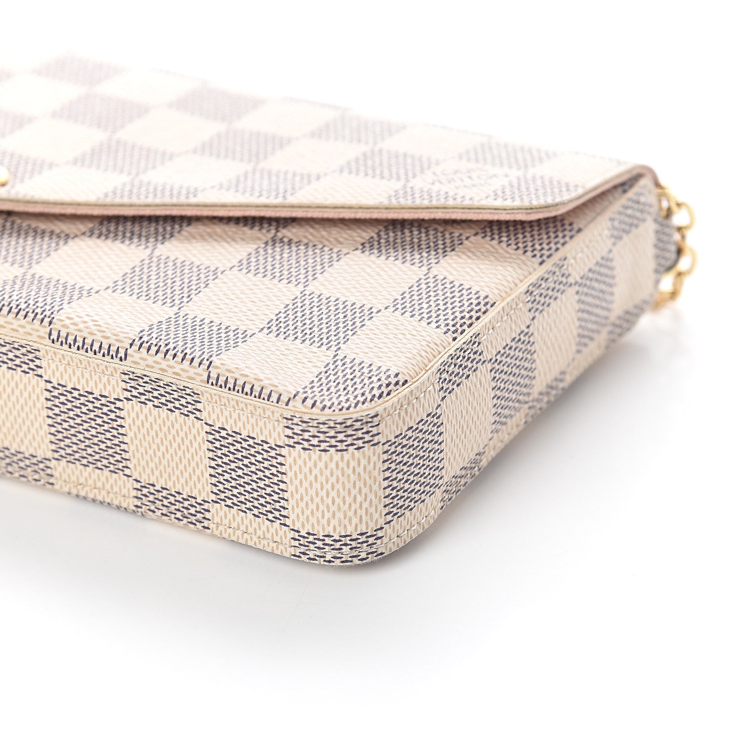 Louis Vuitton Damier Azur Pochette Felicie Chain Wallet Rose Ballerine 8 of 8