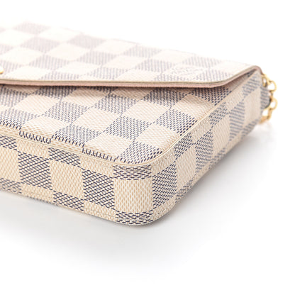 Louis Vuitton Damier Azur Pochette Felicie Chain Wallet Rose Ballerine 8 of 8