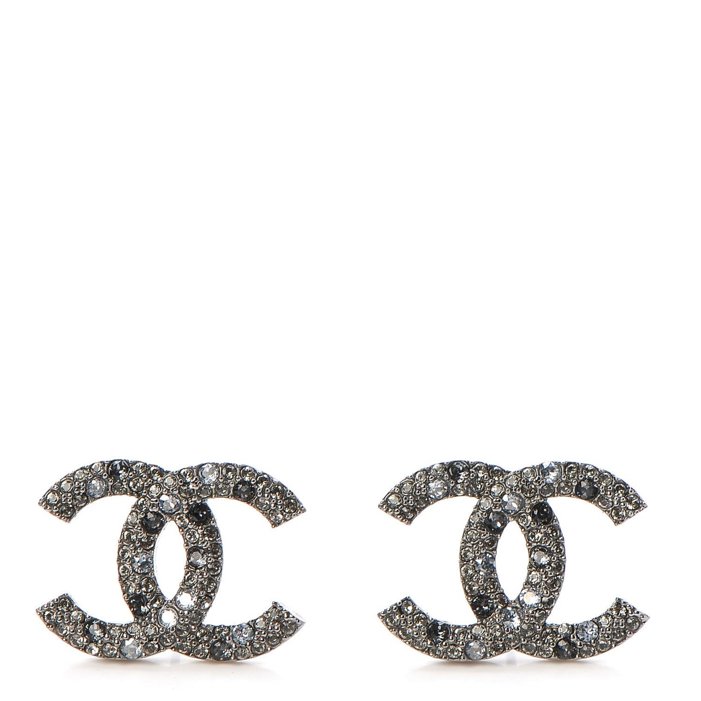 Crystal Ruthenium Large CC Earrings Grey Silver
