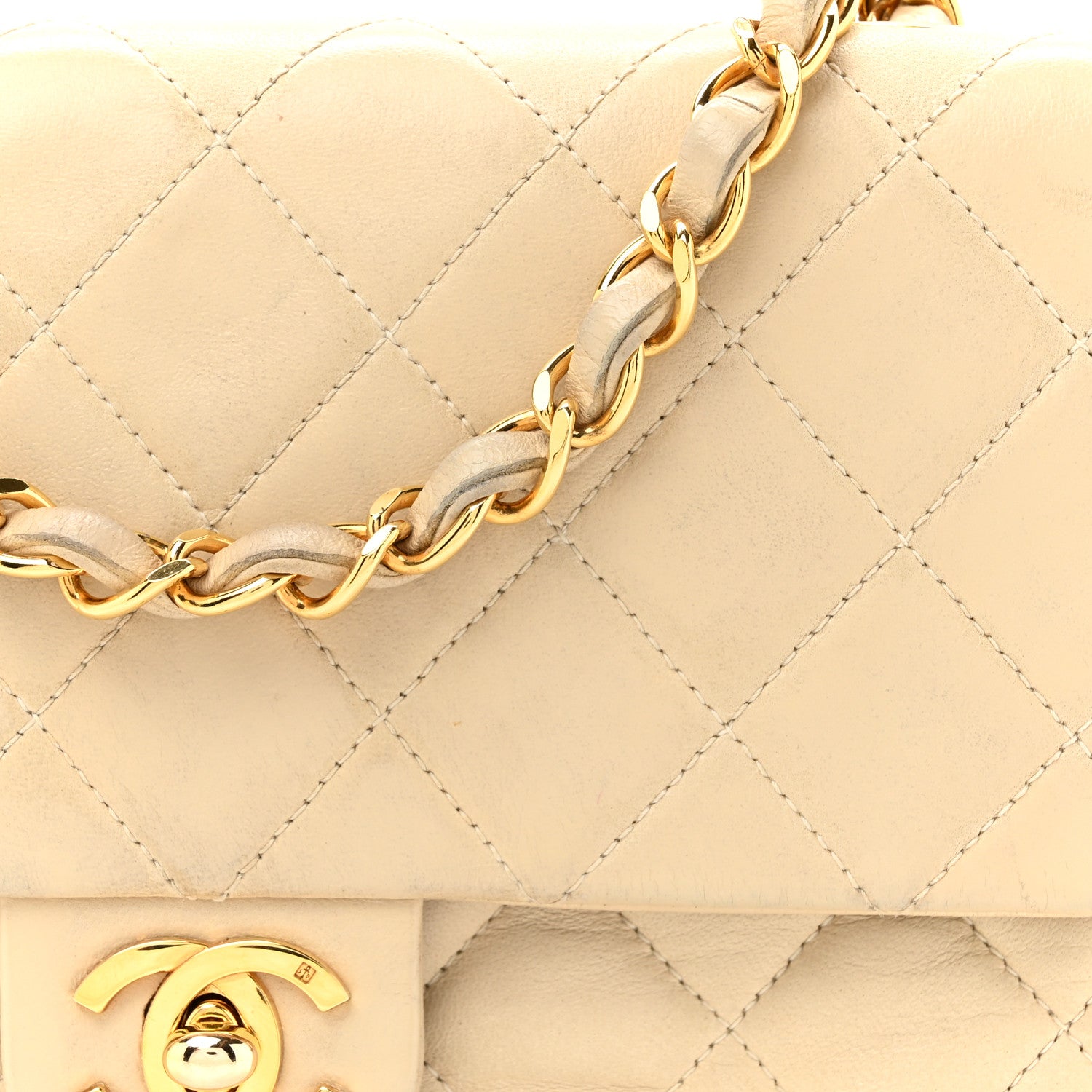 Chanel Lambskin Quilted Small Single Flap Beige 8 of 17