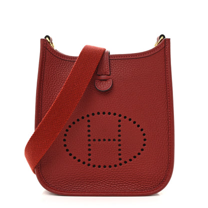 Hermes Taurillon Clemence Evelyne TPM Rouge H 1 of 11