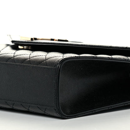 Saint Laurent Grain De Poudre Textured Mixed Matelasse Large Triquilt Monogram Satchel Black 10 of 11