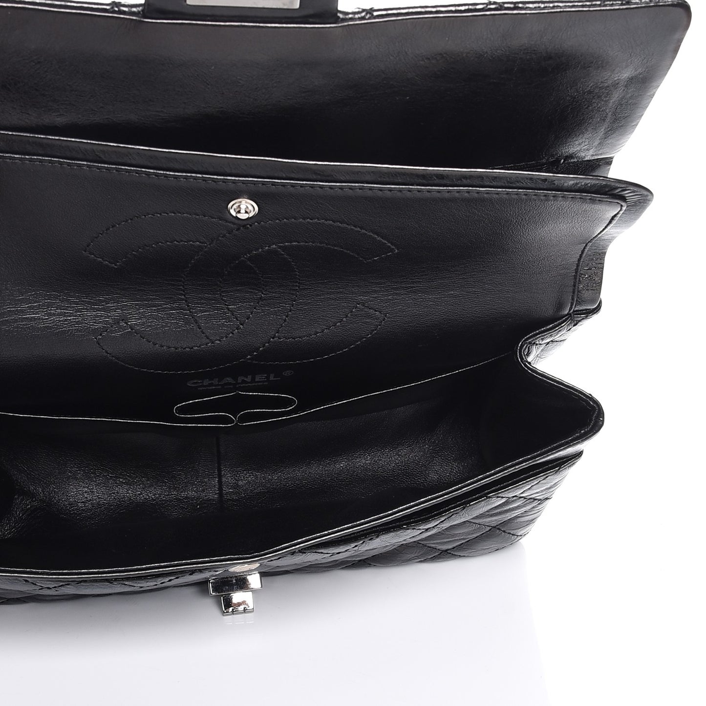 Metallic Aged Calfskin Quilted 2.55 Reissue 226 Flap Black