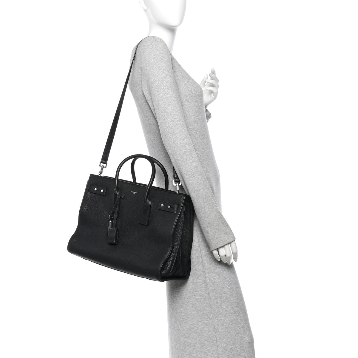 Saint Laurent Grained Calfskin Medium Souple Sac De Jour Black 2 of 10