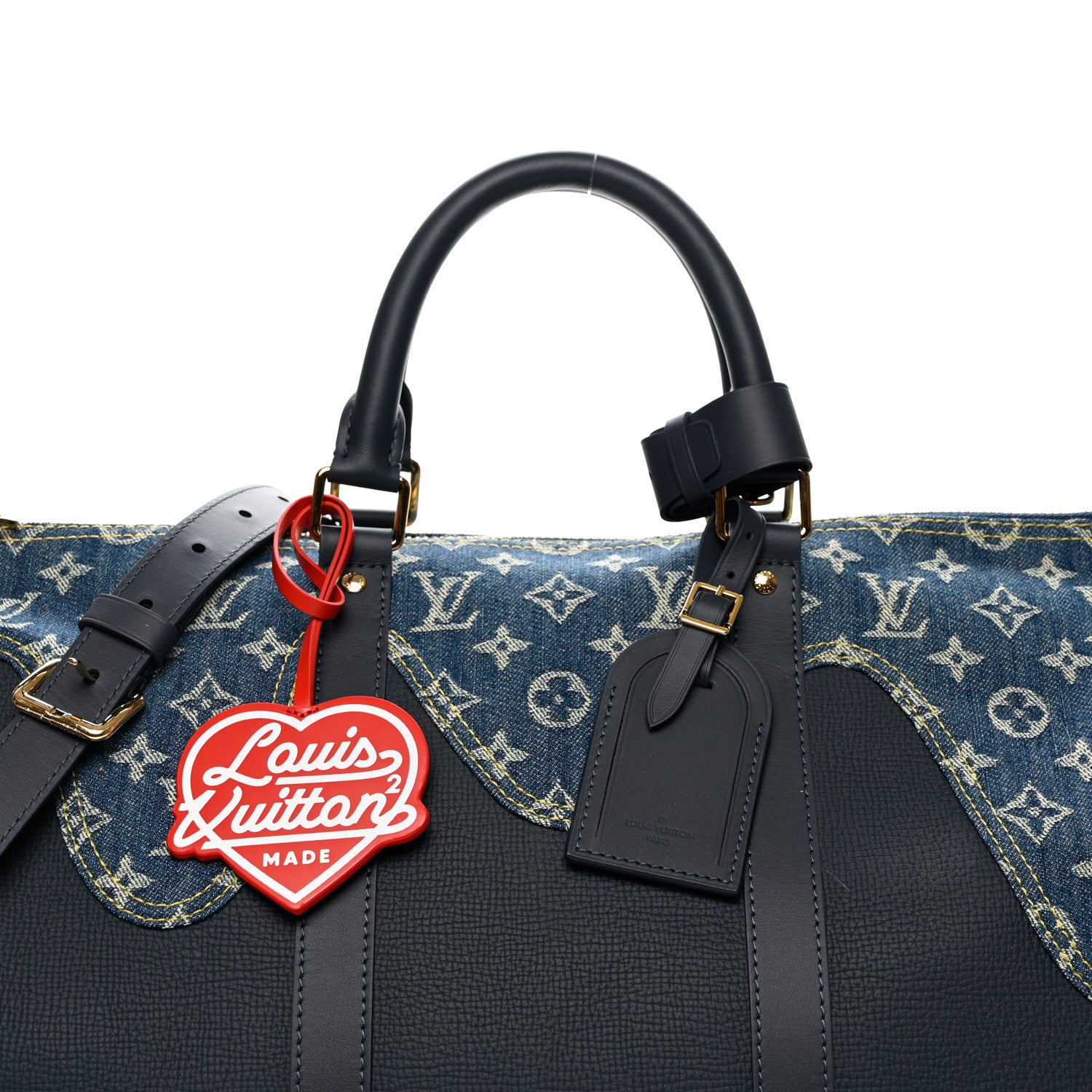 Louis Vuitton X NIGO Taurillon Monogram Denim Drip Keepall Bandouliere 50 Blue 4 of 9