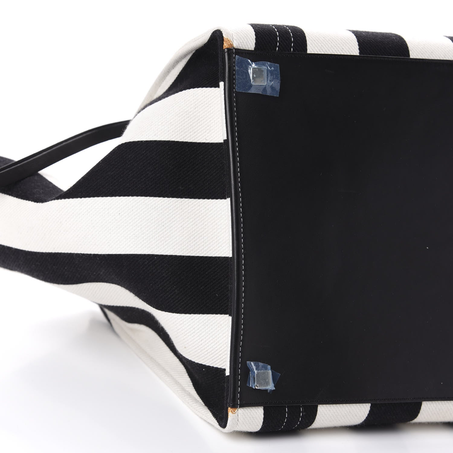 Celine Cotton Canvas Striped Medium Phantom Luggage White Black 6 of 11