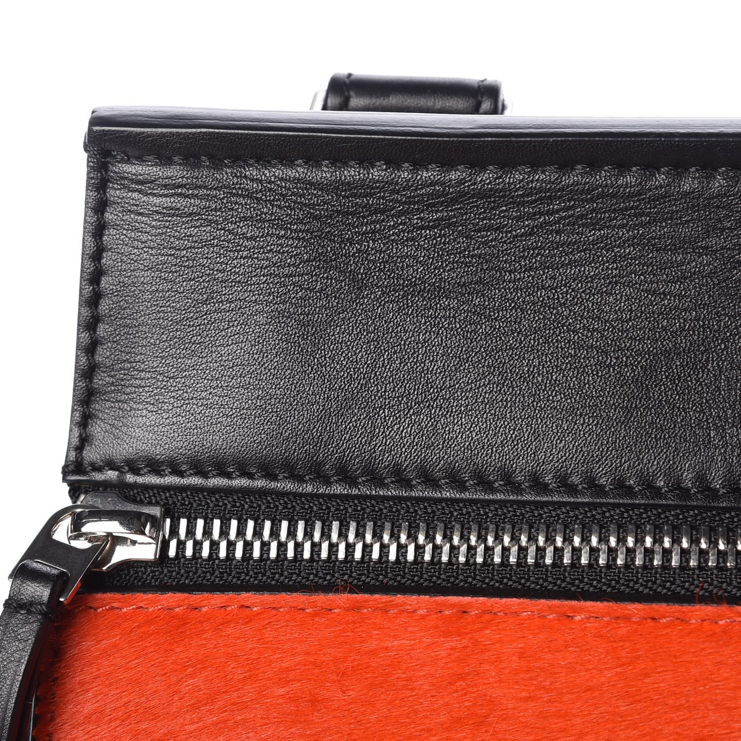 Pony Hair Medium Edge Shoulder Bag Vermillion