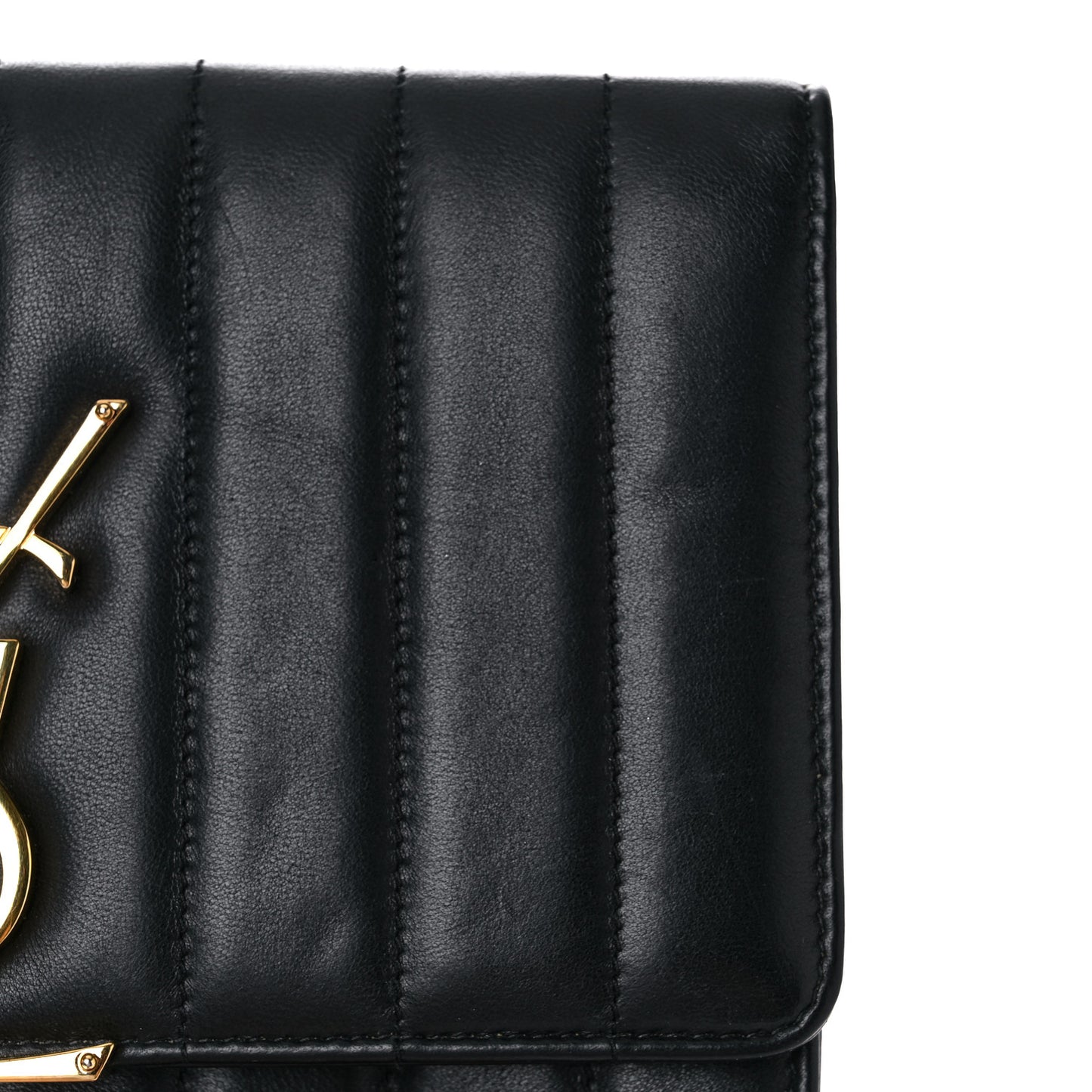 Lambskin Matelasse Monogram Vicky Chain Wallet Black