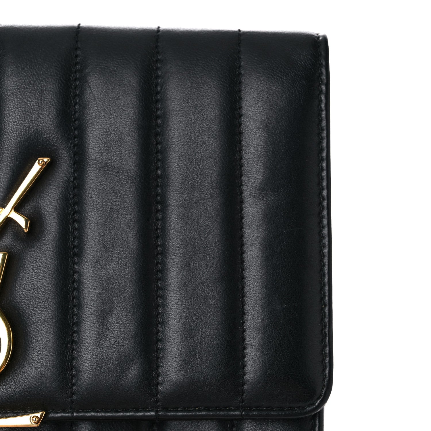 Saint Laurent Lambskin Matelasse Monogram Vicky Chain Wallet Black 22 of 24