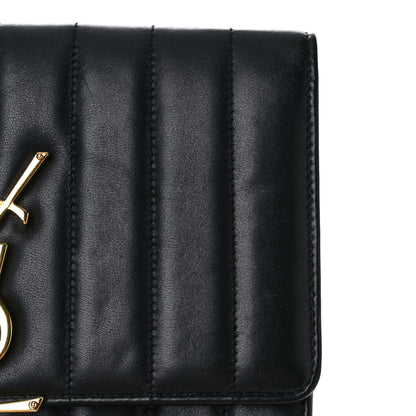 Saint Laurent Lambskin Matelasse Monogram Vicky Chain Wallet Black 22 of 24