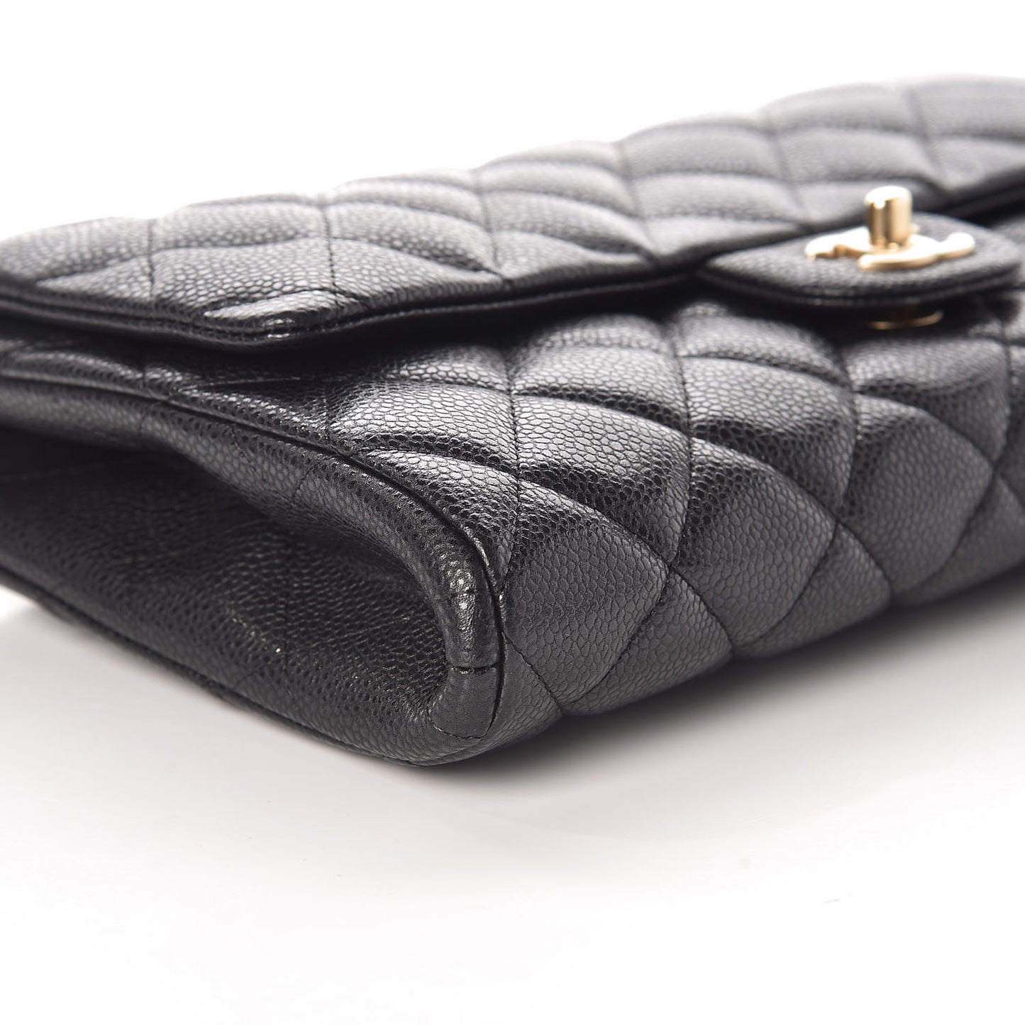 Caviar Quilted Clutch With Chain Flap Black