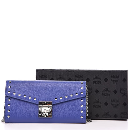 MCM Calfskin Studded Patricia Wallet On Chain Spectrum Blue 9 of 9