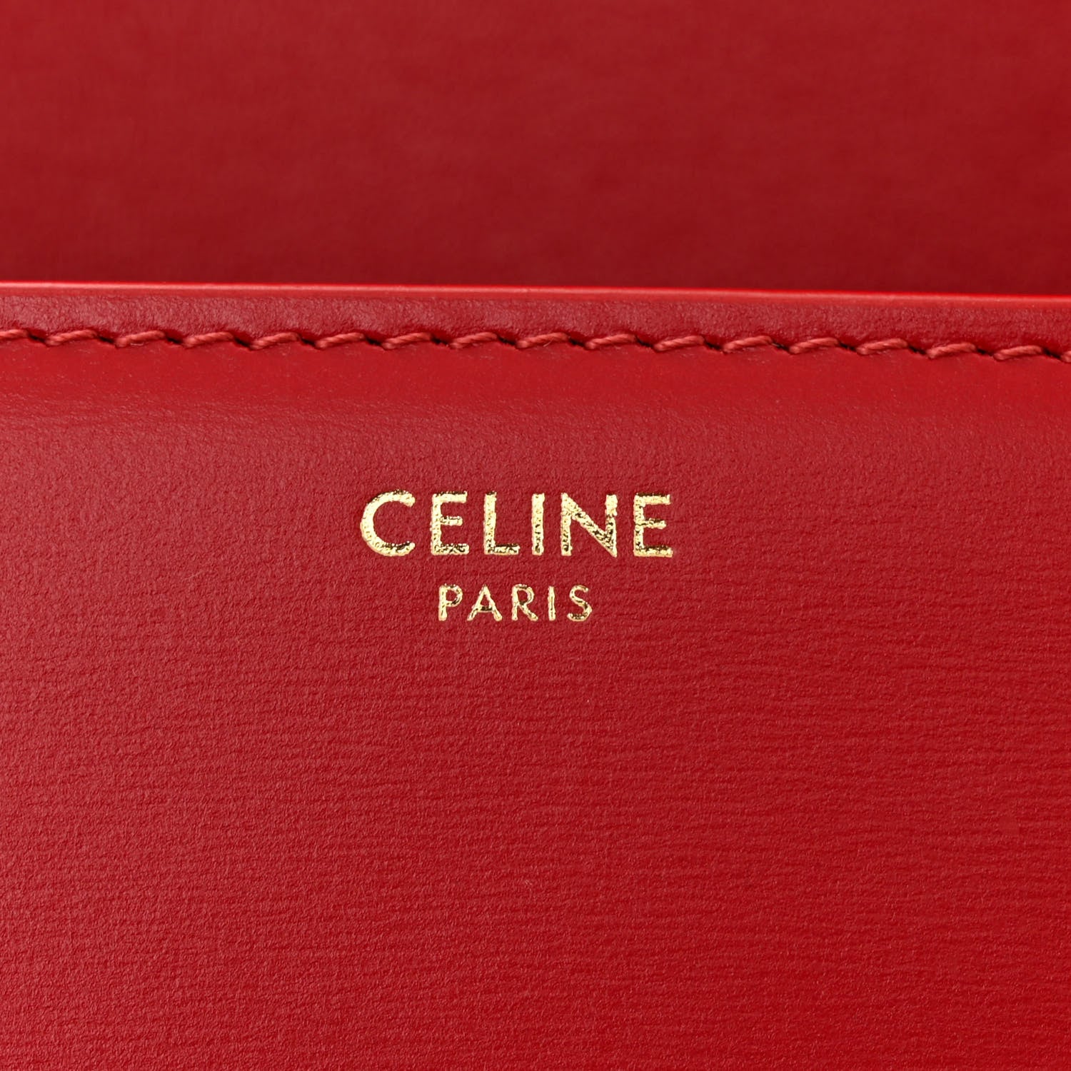 Celine Shiny Calfskin Medium Triomphe Red 6 of 10