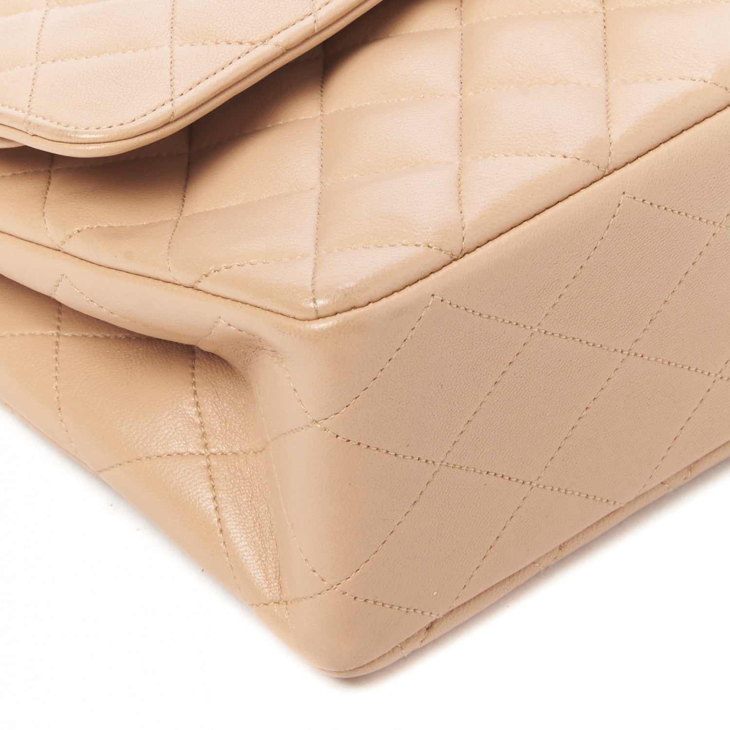 Chanel Lambskin Quilted Medium Double Flap Beige 7 of 9