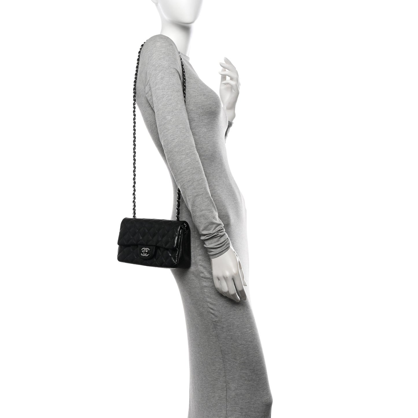 Caviar Quilted Mini Rectangular Flap Black