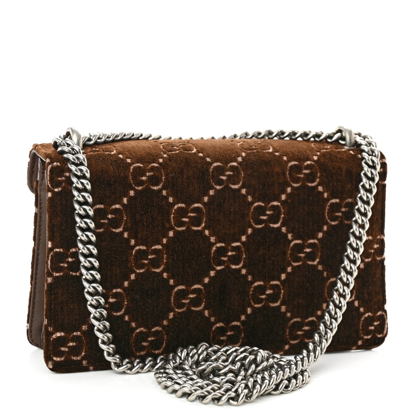 Velvet Moon Calfskin Crystal GG Monogram Small Dionysus Shoulder Bag Brown Vintage Cocoa Black Diamond