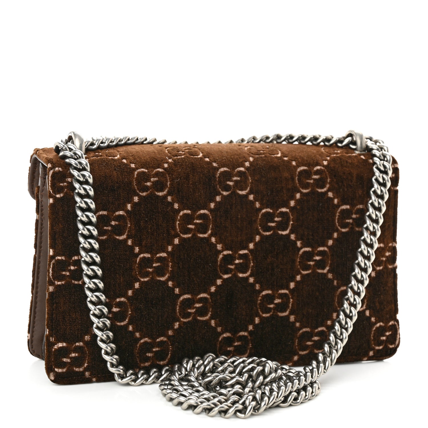 Gucci Velvet Moon Calfskin Crystal GG Monogram Small Dionysus Shoulder Bag Brown Vintage Cocoa Black Diamond 3 of 10