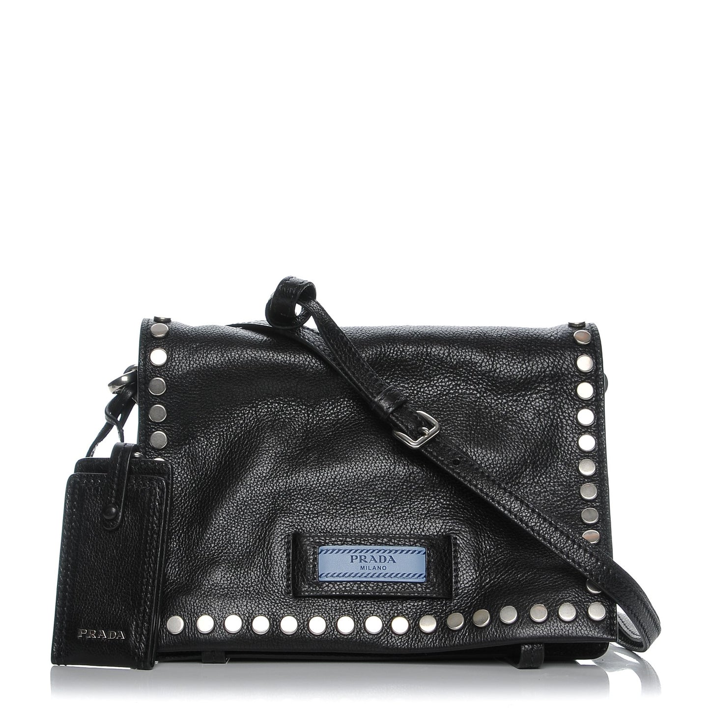 Glace Calf Studded Etiquette Flap Nero Black