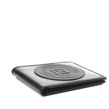 Fendi Glazed Fabric Vitello Century FF 1974 Stamp Patch Mens Bi-Fold Wallet Black 3 of 6