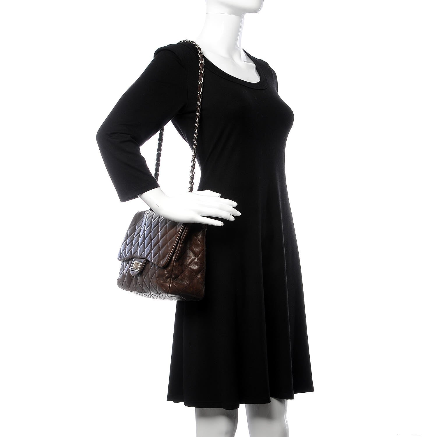 Chanel Washed Lambskin Quilted Jumbo Hybrid Reissue Flap Dark Brown 2 of 12