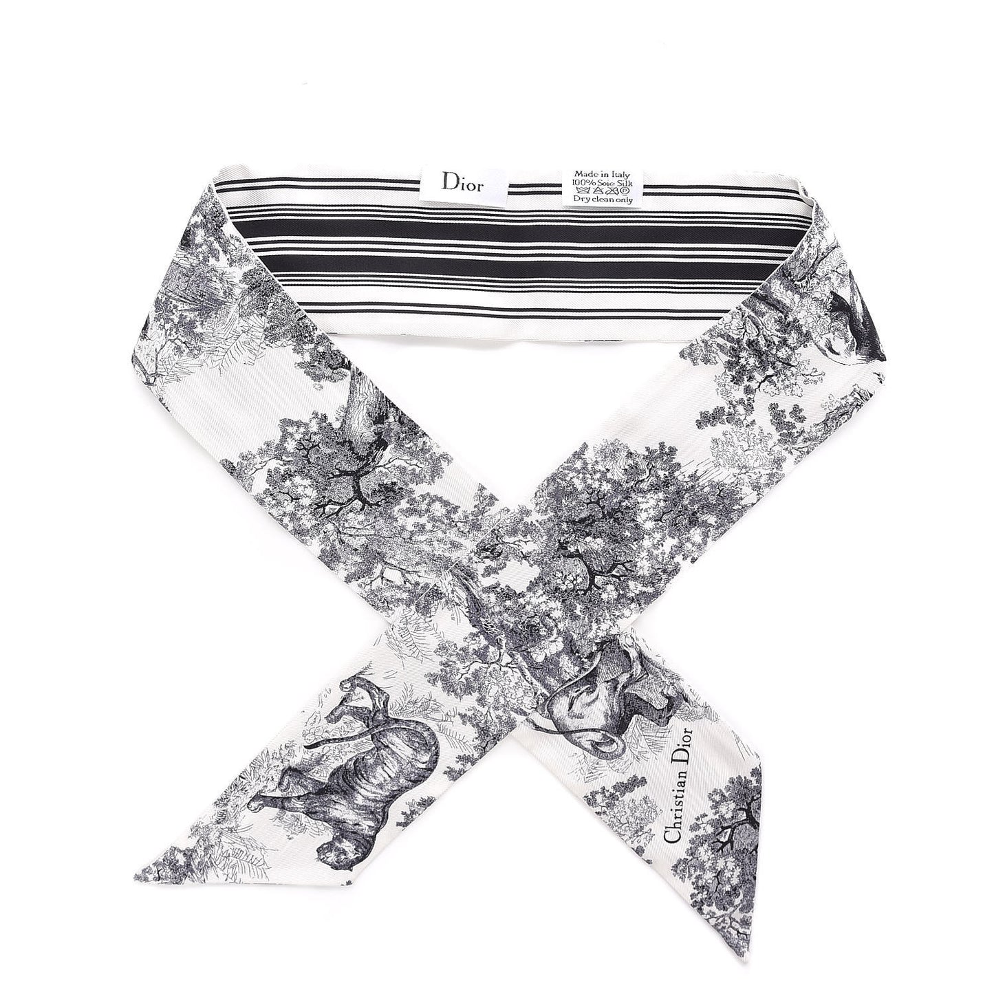 Silk Toile De Jouy Mitzah Scarf Navy Blue