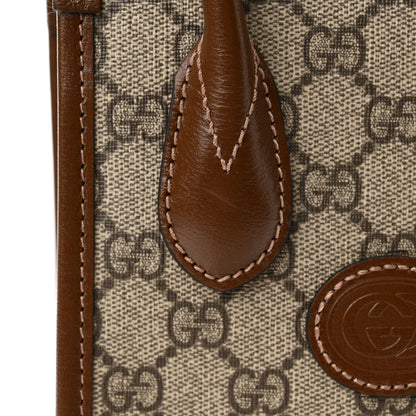 Gucci GG Supreme Monogram Azalea Calfskin Mini Retro Interlocking G Tote Bag Beige Ebony Brown Sugar 12 of 12