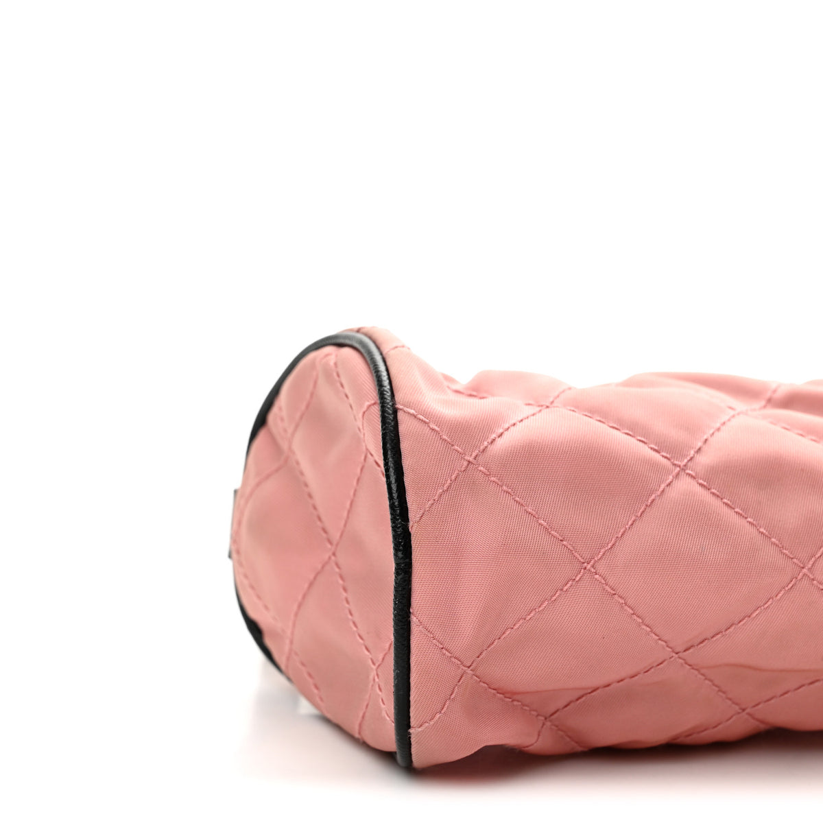 Tessuto Nylon Saffiano Impunturato Quilted Barrel Pochette Pink Black