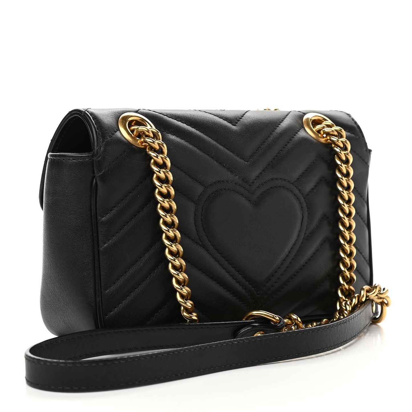 Calfskin Matelasse Mini GG Marmont Shoulder Bag Black