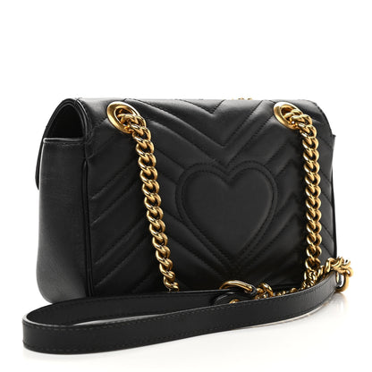Gucci Calfskin Matelasse Mini GG Marmont Shoulder Bag Black 3 of 10
