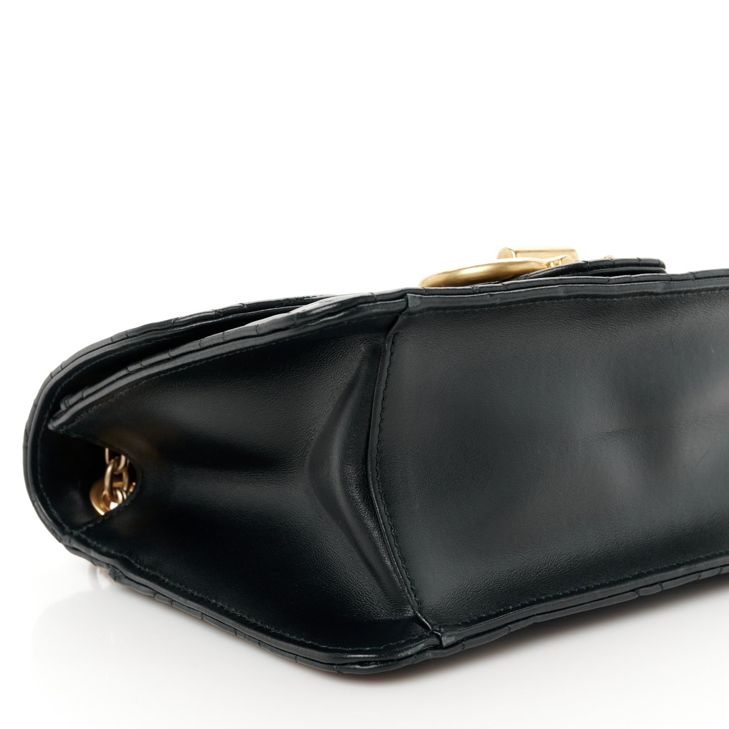 Calfskin Quilted Gancini Medium Flap Bag Black
