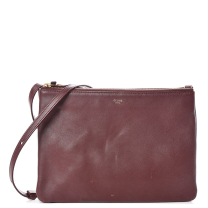 Celine Lambskin Large Trio Crossbody Bag Burgundy 1 of 12