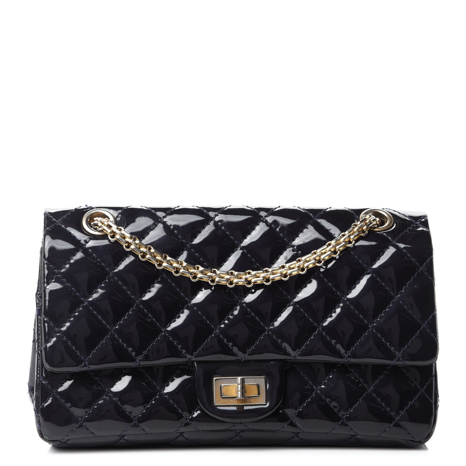 Chanel Patent Quilted Accordion Reissue 2.55 Flap Navy 1 of 15