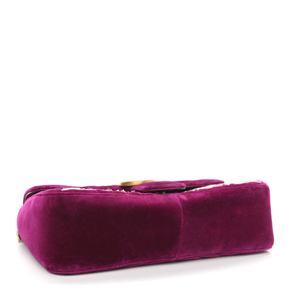 Gucci Velvet Matelasse Embroidered Small GG Marmont Shoulder Bag Fuchsia Violet Cyclamen 3 of 12