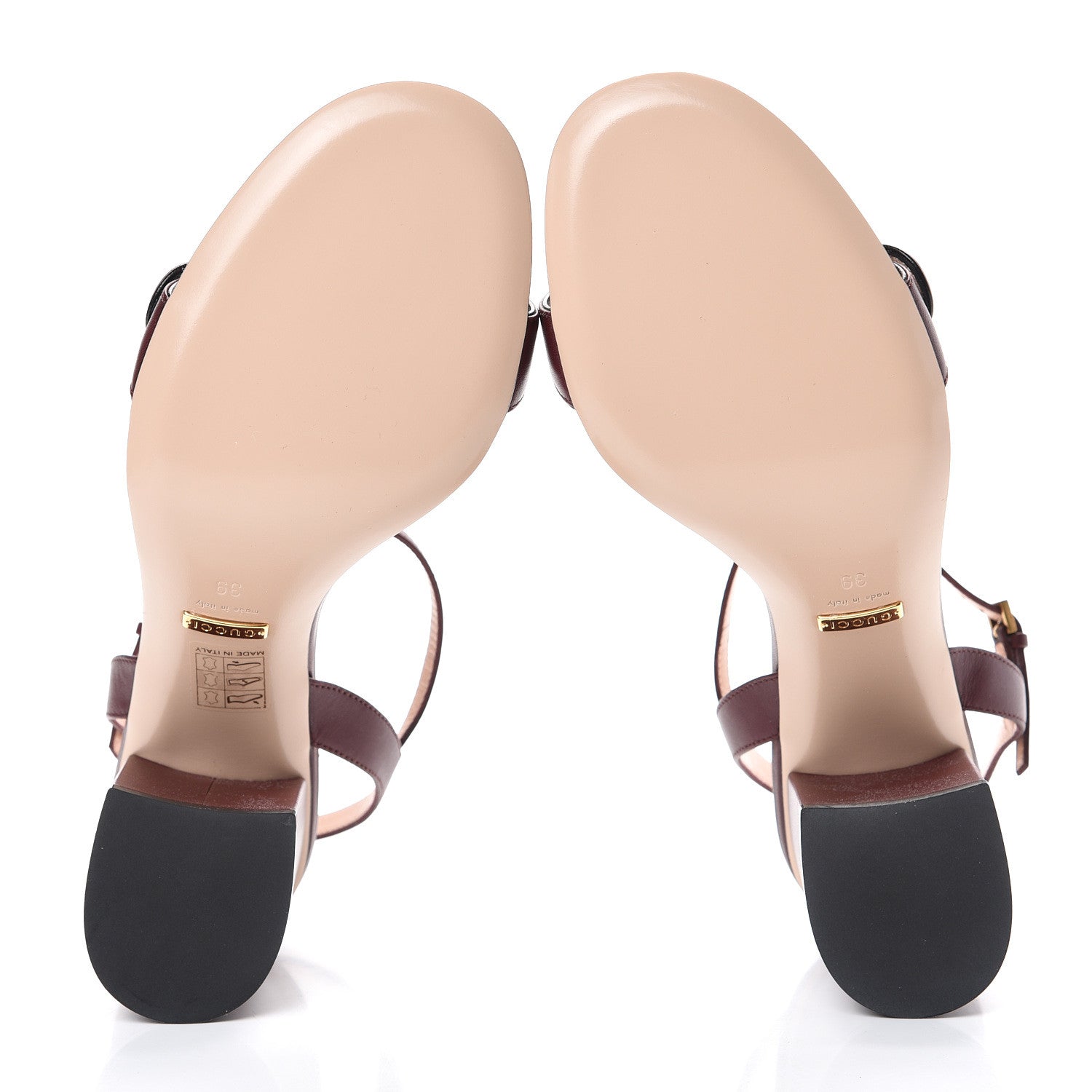 Gucci Lifford Calfskin GG Marmont Ankle Wrap 75mm Sandals 39 Vintage Bordeaux 5 of 11