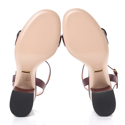 Gucci Lifford Calfskin GG Marmont Ankle Wrap 75mm Sandals 39 Vintage Bordeaux 5 of 11