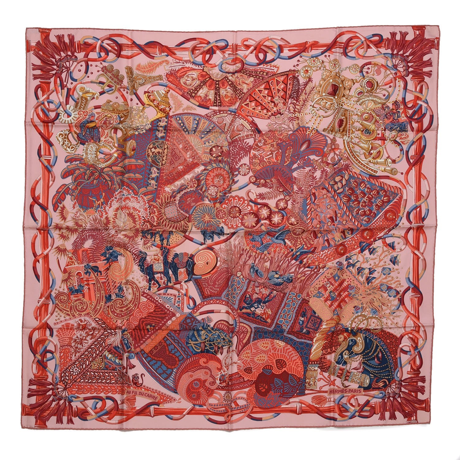 Hermes Silk Au Fil Du Carre Scarf 90 1 of 5