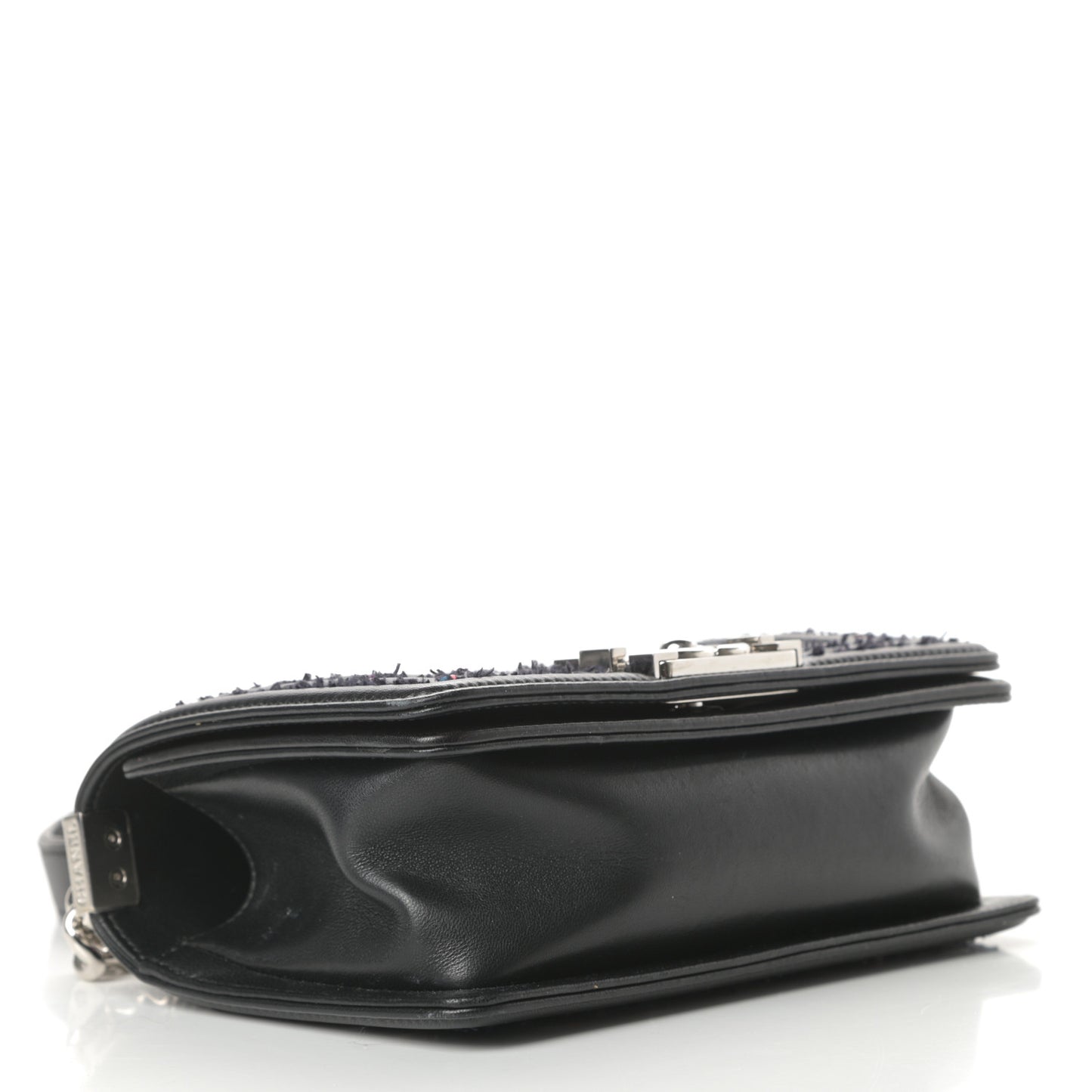 Lambskin Tweed Sequin Quilted Small Boy Flap Black