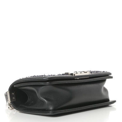 Chanel Lambskin Tweed Sequin Quilted Small Boy Flap Black 4 of 16