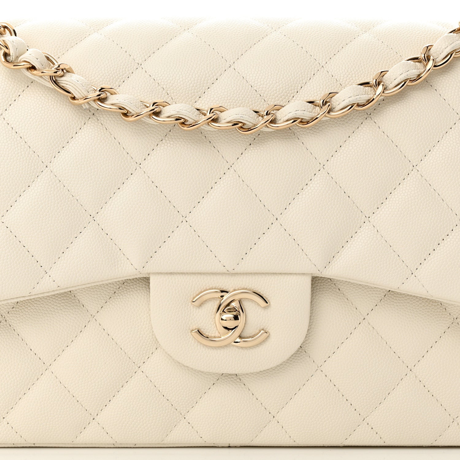 Chanel Caviar Quilted Jumbo Double Flap White 8 of 11