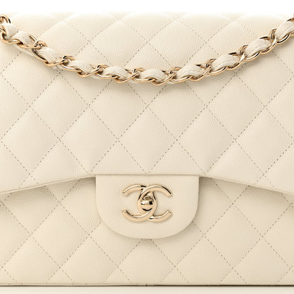 Chanel Caviar Quilted Jumbo Double Flap White 8 of 11