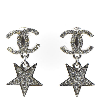 Chanel Crystal CC Star Drop Earrings Silver 1 of 4