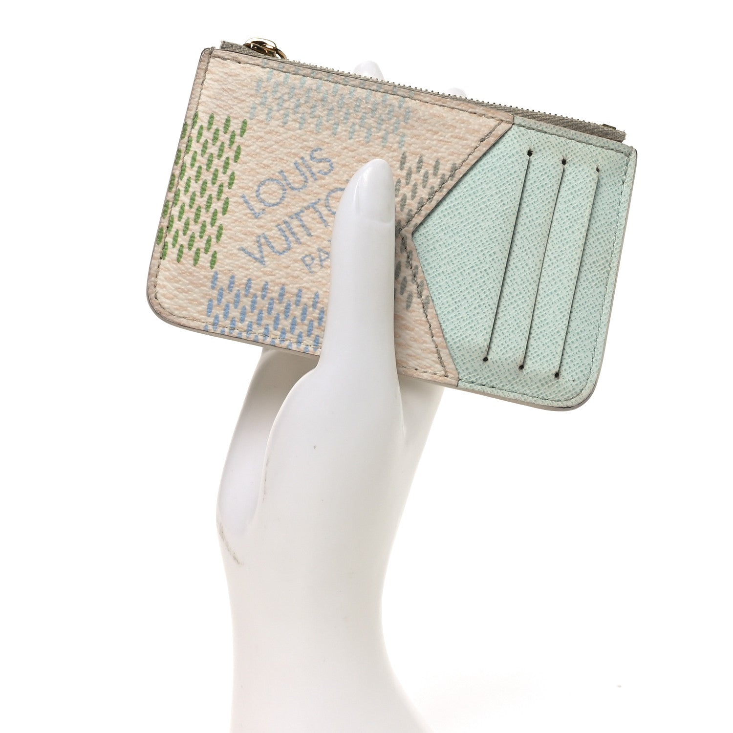 Louis Vuitton Damierlicious Zipped Romy Card Holder Pistachio Green 2 of 7